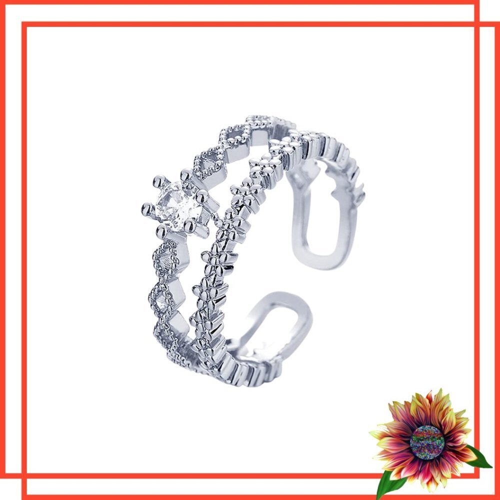 Silver Double Brilliant Stone Adjustable Stamped 925